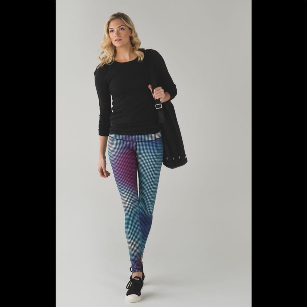Lululemon Wunder Under Cosmic Dot White Multi Black Leggings Size 6